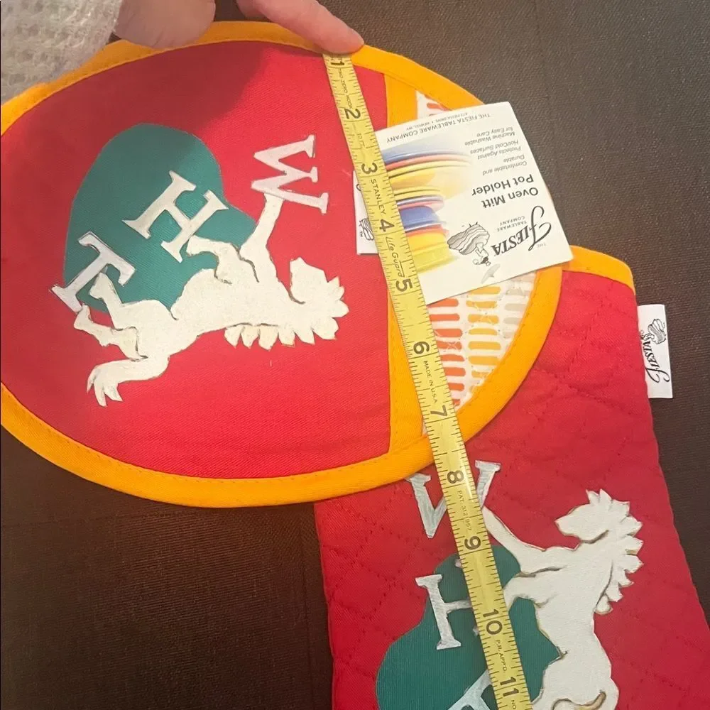 #1087+ Fiesta Red Oven Mitt with White Horse Thunder Art Logo Motif